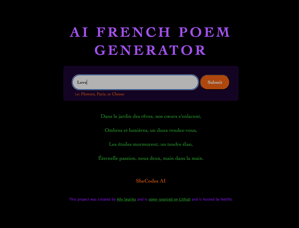 Image of French Poem Generator Project